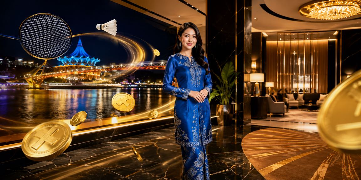 Suasana hiburan kasino di Kuching dengan pakaian baju kurung dan identiti Malaysia